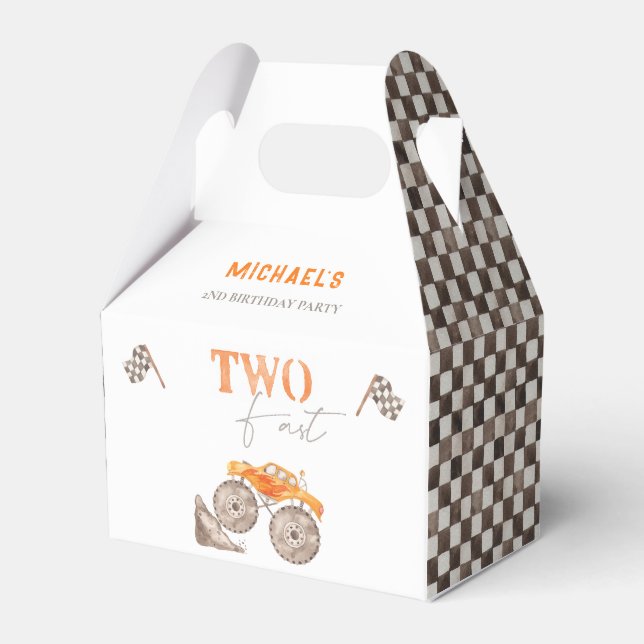 TWO Fast Monster Truck Birthday Favour Box (Front Side)