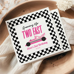 Two Fast Pink Race Car 2nd Birthday Party Napkin