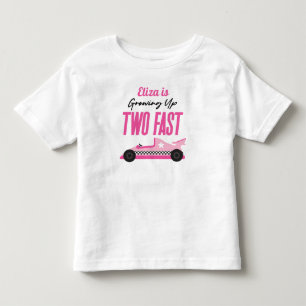 Two Fast Pink Race Car 2nd Birthday Party Toddler T-Shirt