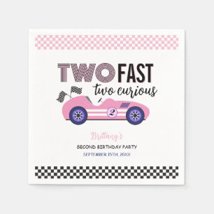 Two Fast Pink Race Car Second Birthday Napkin