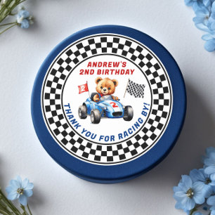 Two Fast Race Car 2nd Birthday Classic Round Sticker