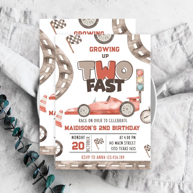 Two Fast Race Car 2nd Birthday  Invitation (Creator Uploaded)
