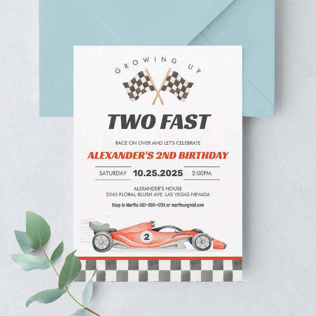 TWO Fast Race Car 2nd Birthday Invitation (Creator Uploaded)
