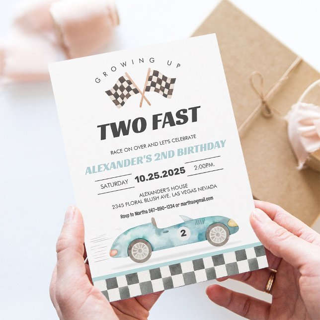 TWO Fast Race Car 2nd Birthday Invitation (Creator Uploaded)