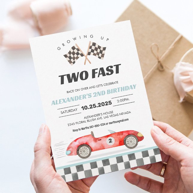 TWO Fast Race Car 2nd Birthday Invitation (Creator Uploaded)