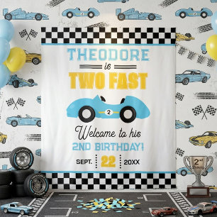 Two Fast Race Car 2nd Birthday Party Backdrop Tapestry