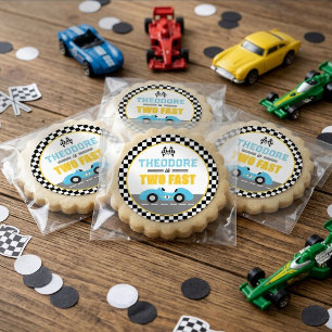 Two Fast Race Car 2nd Birthday Party Favour Classic Round Sticker