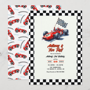 Two Fast Race Car 2nd Birthday Party Invitation