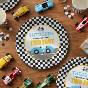 Two Fast Race Car 2nd Birthday Party Paper Plate