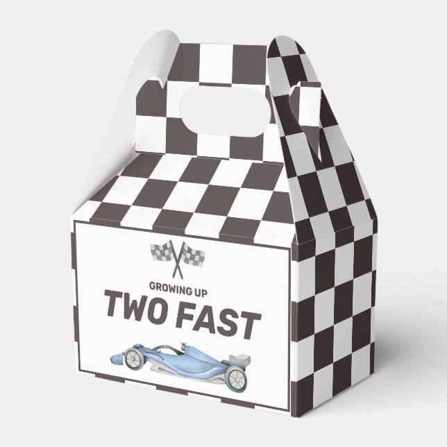 Two Fast Race Car 2nd Boy's Birthday Party Favour Box (Front Side)