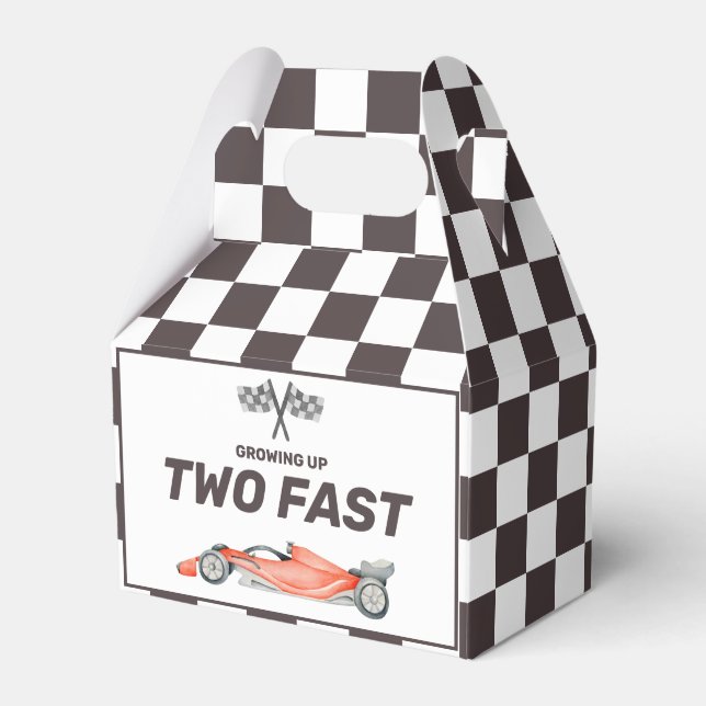Two Fast Race Car 2nd Boy's Birthday Party Favour Box (Front Side)