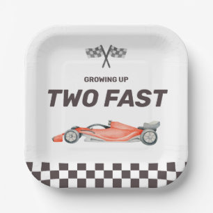 Two Fast Race Car 2nd Boy's Birthday Party Paper Plate