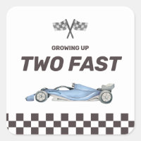 Two Fast Race Car 2nd Boy's Birthday Square Sticke