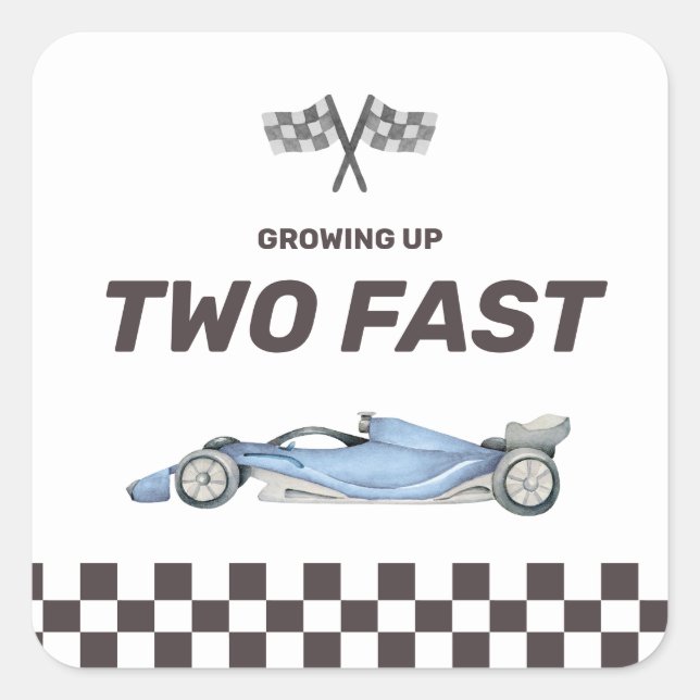 Two Fast Race Car 2nd Boy's Birthday Square Sticke Sticker (Front)