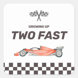 Two Fast Race Car 2nd Boy's Birthday Square Sticker
