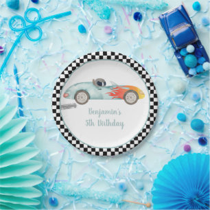 Two Fast Race Car Birthday Paper Plate