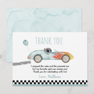 Two Fast Race Car Birthday Thank You Card