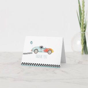 Two Fast Race Car Birthday Thank You Card