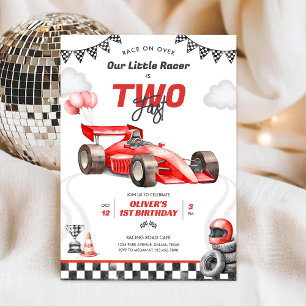 Two Fast Race Car Boy 2nd Birthday Invitation