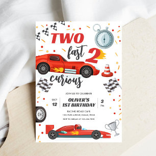 Two Fast Race Car Boy 2nd Birthday Invitation