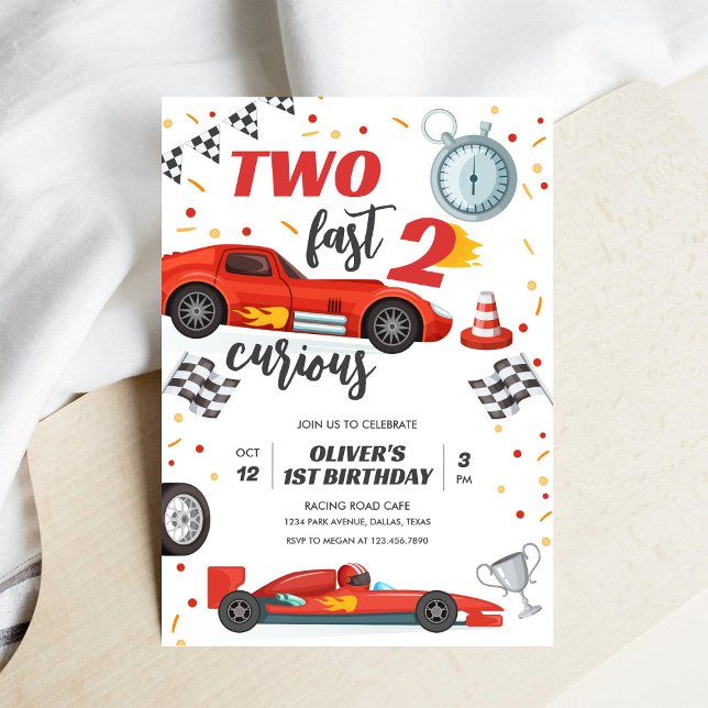 Two Fast Race Car Boy 2nd Birthday Invitation (Creator Uploaded)