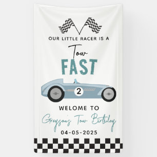 Two Fast Race Car Boy 2nd Birthday Party Banner