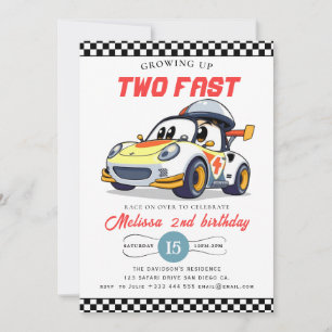 Two Fast Race Car Boy 2nd Birthday Party Invitatio Invitation