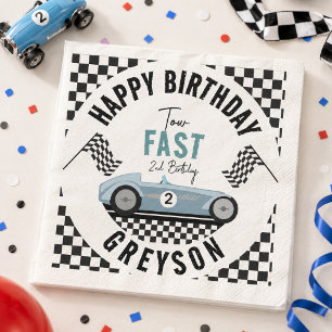 Two Fast Race Car Boy 2nd Birthday Party Napkin