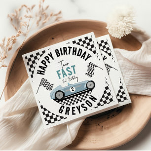 Two Fast Race Car Boy 2nd Birthday Party Napkin