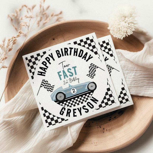 Two Fast Race Car Boy 2nd Birthday Party Napkin (Creator Uploaded)