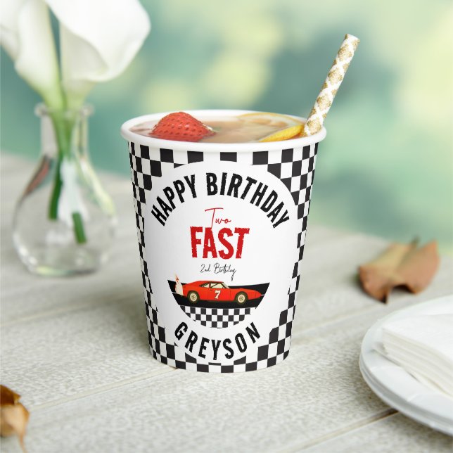 Two Fast Race Car Boy 2nd Birthday Party Paper Cups (Insitu)