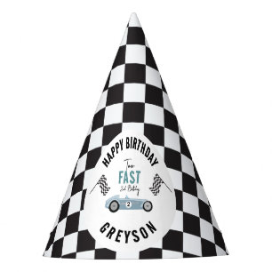 Two Fast Race Car Boy 2nd Birthday Party  Party Hat