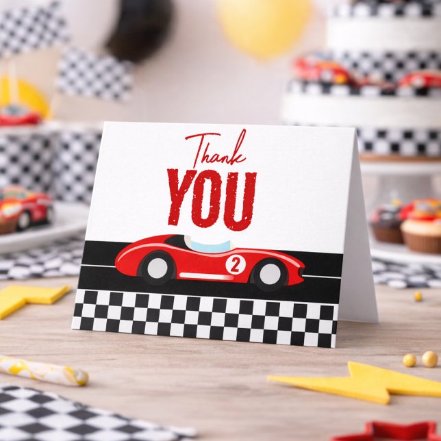 Two Fast Race Car Boy 2nd Birthday Party Thank You Card (Two Fast Race Car Boy 2nd Birthday Party Thank You Card
)
