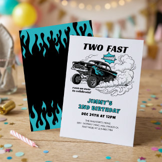 Two Fast Race Car 🏁 Gasser 2nd Birthday Invitation