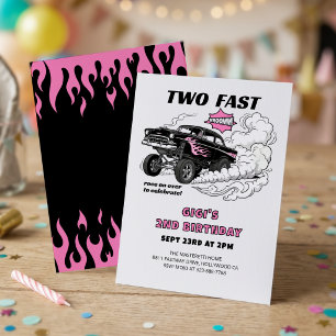 Two Fast Race Car Gasser Girl's 2nd Birthday 🏁 Invitation