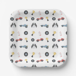 Two Fast Race car racetrack birthday Party Paper Plate