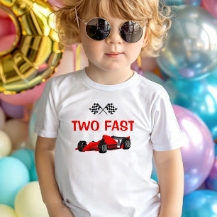 Two Fast Race Car Red Boy 2nd Birthday Toddler T-Shirt