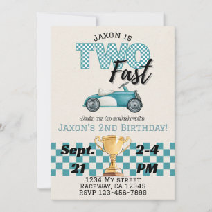 Two Fast, Racecar Theme Birthday Invitation