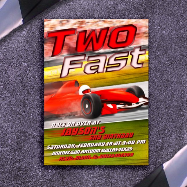 Two Fast - Racing 2nd Birthday Invitation (Creator Uploaded)