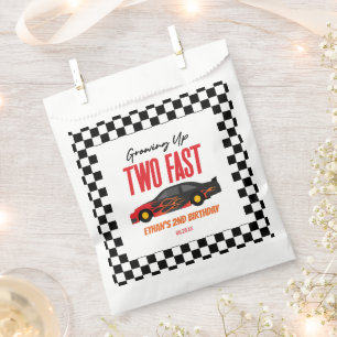 Two Fast Red Flame Race Car 2nd Birthday Party Favour Bags