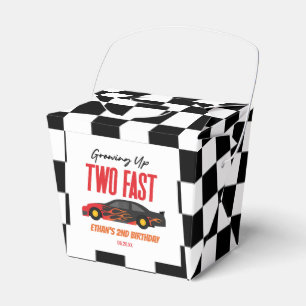 Two Fast Red Flame Race Car 2nd Birthday Party Favour Box