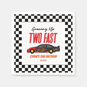 Two Fast Red Flame Race Car 2nd Birthday Party Napkin