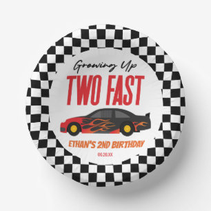 Two Fast Red Flame Race Car 2nd Birthday Party Paper Plate