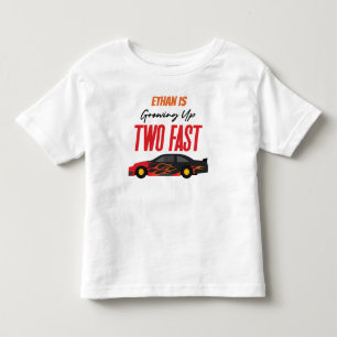 Two Fast Red Flame Race Car 2nd Birthday Party Toddler T-Shirt