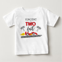 Two Fast Red Race Car 2nd Birthday Party Outfit