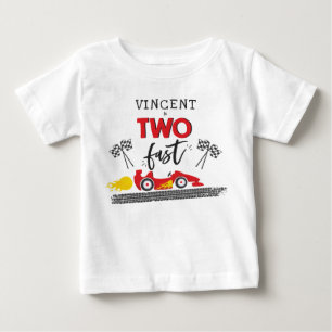 Two Fast Red Race Car 2nd Birthday Party Outfit Baby T-Shirt