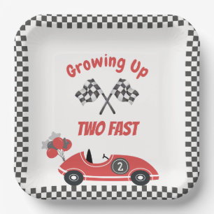 "Two Fast" Red Race Car Birthday Party Plates