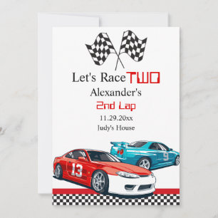 Two Fast Red Race Car  Save the Date
