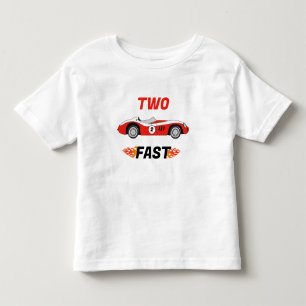 Two Fast Red Vintage Race Car Boy 2nd Birthday Toddler T-Shirt