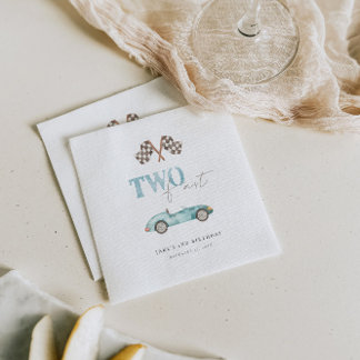 TWO FAST Retro Race Car Napkin